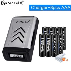 Аккумуляторные батарейки типа ААА Palo 1100mAh, 1,2V 8 шт. + зарядное устройство PALO NC555